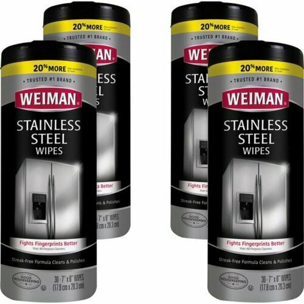 Weiman Products WIPES, STNLSS STEEL, 7X8, 30CT, 4PK WMN92ACT